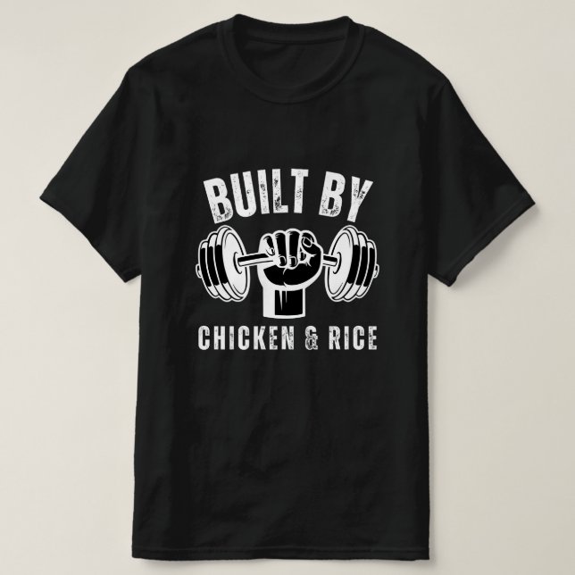 Von Hühnern und Reis gebaut T-Shirt (Design vorne)