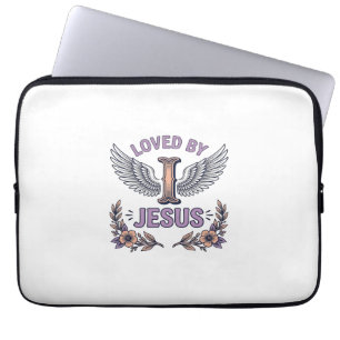 Von Jesus geliebt Vintage christliches Blumen-T-Sh Laptopschutzhülle