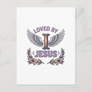 Von Jesus geliebt Vintage christliches Blumen-T-Sh Postkarte