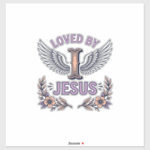 Von Jesus geliebtes Vintage-Christen-Blumen-T-Shir Aufkleber