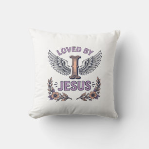 Von Jesus geliebtes Vintage-Christen-Blumen-T-Shir Kissen