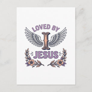 Von Jesus geliebtes Vintage-Christen-Blumen-T-Shir Postkarte