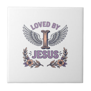 Von Jesus geliebtes vintage-christliches Blumen-T- Fliese
