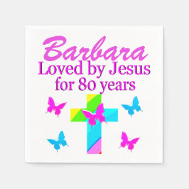 VON JESUS LIEBT FÜR 80 JAHRE PERSONALISIERTE NAPKI SERVIETTE