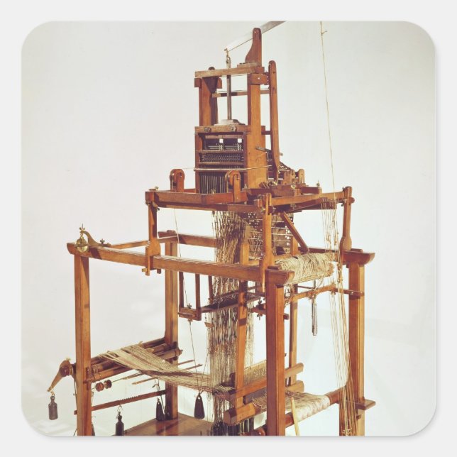 Von Joseph Marie Jacquard entworfene Loom Quadratischer Aufkleber (Vorderseite)