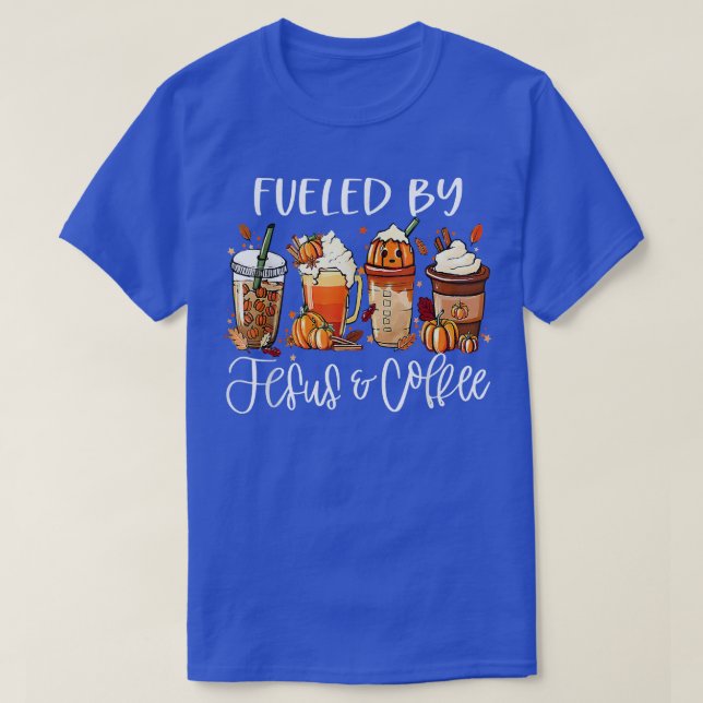Von Kaffee gespeist, Jesus Coffein Lover Dank T-Shirt (Design vorne)