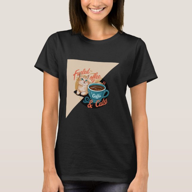 Von Kaffee- und Cats-T - Shirt gespeist niedlich K (Vorderseite)