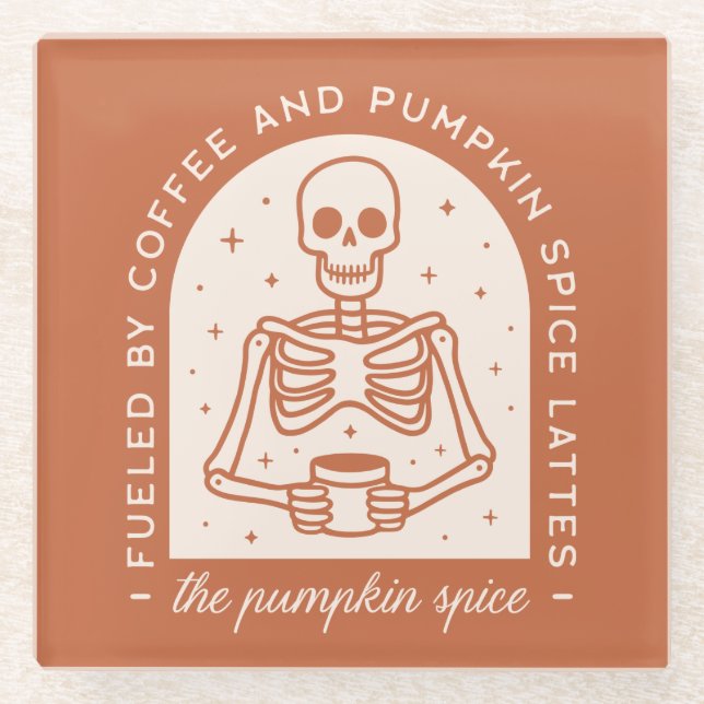 Von Kaffee und Pumpkinspülung gespeist Glasuntersetzer (Vorderseite)