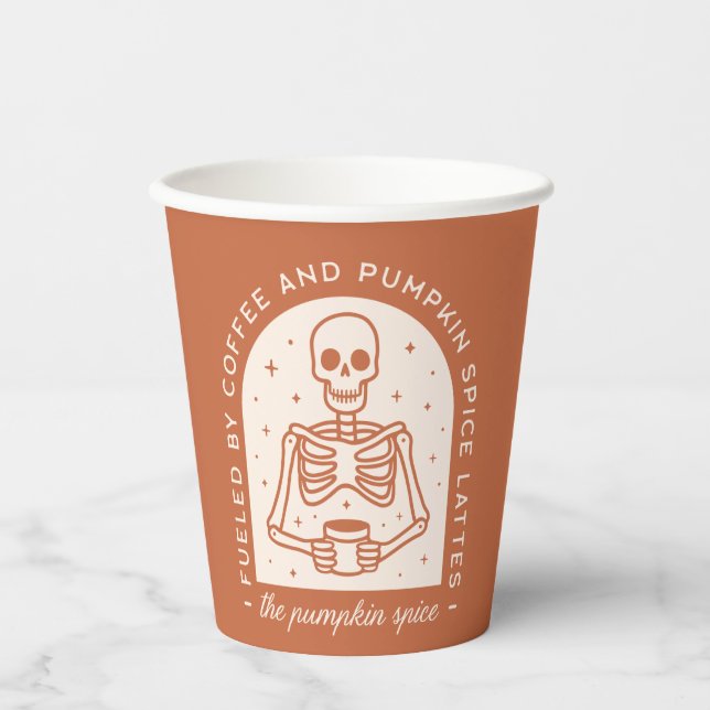 Von Kaffee und Pumpkinspülung gespeist Pappbecher (Vorderseite)