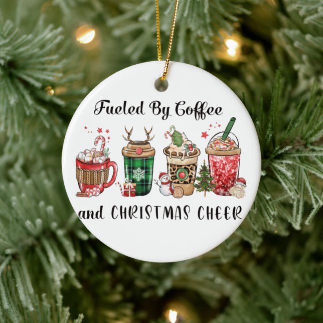 Von Kaffee und Weihnachtsgeschenk gespeist Keramik Ornament (Baum)