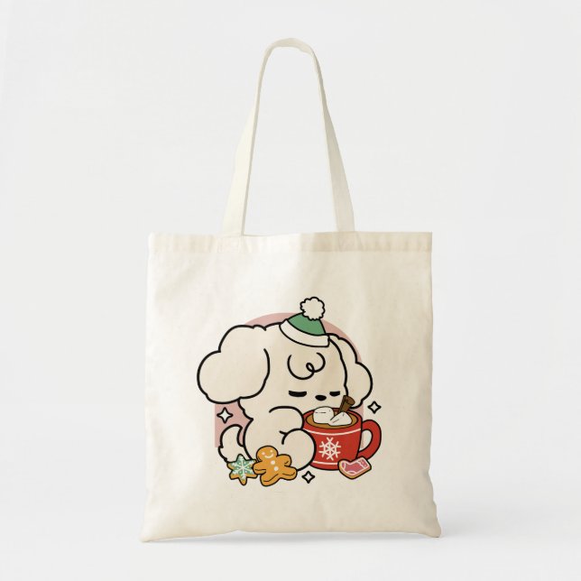 Von Kakao und Welpenträumen angetrieben - Niedlich Tragetasche (Vorne)