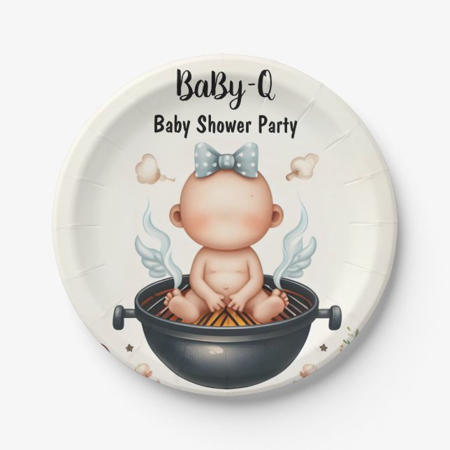 Von Kariert Babyq Fun Food Steak Beef Grillen Baby Pappteller (Vorderseite)