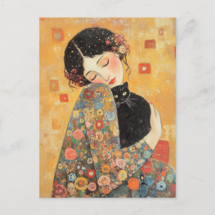 von Klimt Inspiriert Frauen und Katze Postkarte