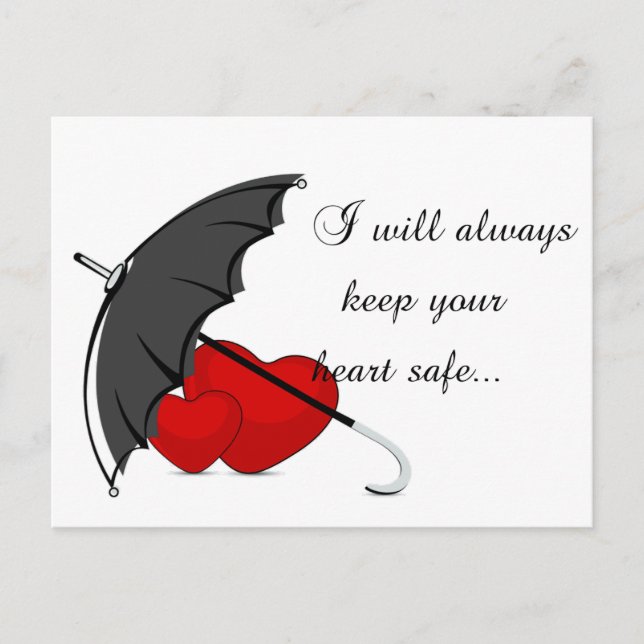 Von Liebe geschützte Herzen Postkarte (Vorderseite)