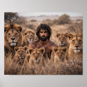 Von Löwenrudel Aufgezogener Mann Stolz Wildlife Po Poster