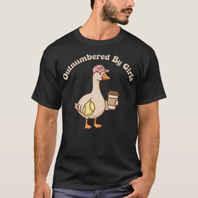 Von Mädchen überwältigte Gänsemutter Softball Mutt T-Shirt (Vorderseite)