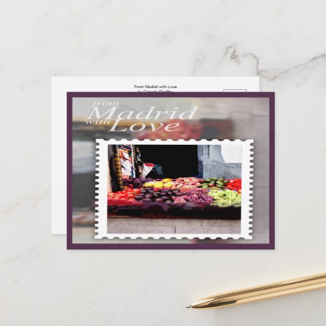 Von Madrid mit der Liebe Postkarte (Vorderseite/Rückseite Beispiel)