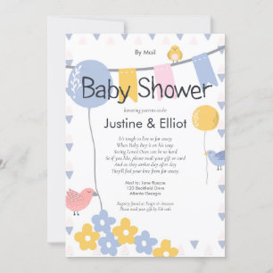 Von Mail Balloons und Birds Boy Baby Dusche Einladung