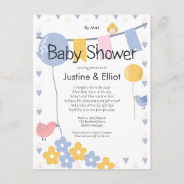 Von Mail Balloons und Birds Boy Baby Dusche Postkarte