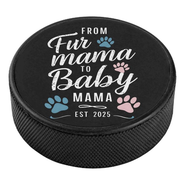 Von Mama bis Baby Mama Est 2025 Hunde Katze Mama Eishockey Puck (3/4)