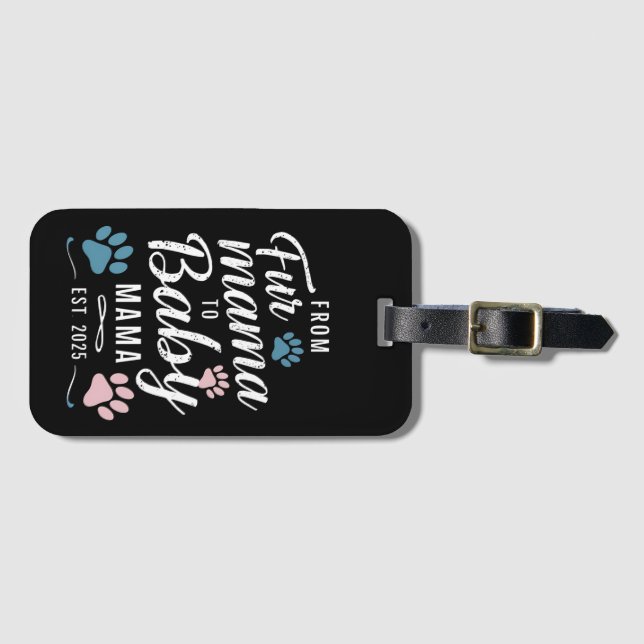 Von Mama bis Baby Mama Est 2025 Hunde Katze Mama Gepäckanhänger (Vorderseite (Horizontal))