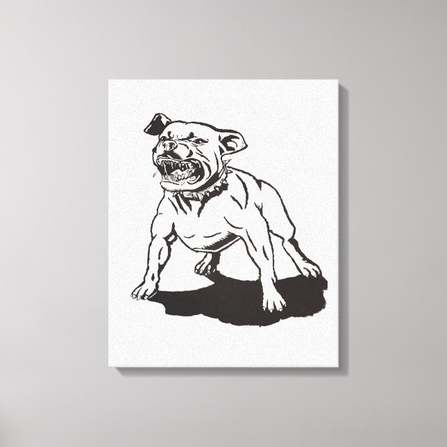 Von Mark Elsen handbemalter Pitbull Leinwanddruck (Vorderseite)