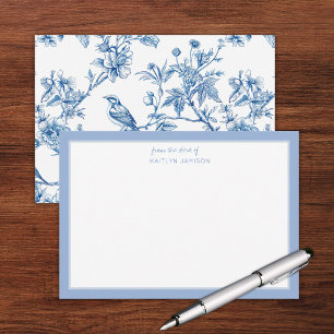 Von meinem Schreibtisch Blaue Chinoiserie Blumen Dankeskarte