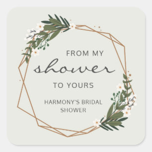 Von meiner Dusche zu deinem geometrischen Brautpar Quadratischer Aufkleber