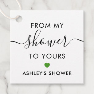 Von meiner Dusche zu Deiner, Brautdusche Grün Geschenkanhänger