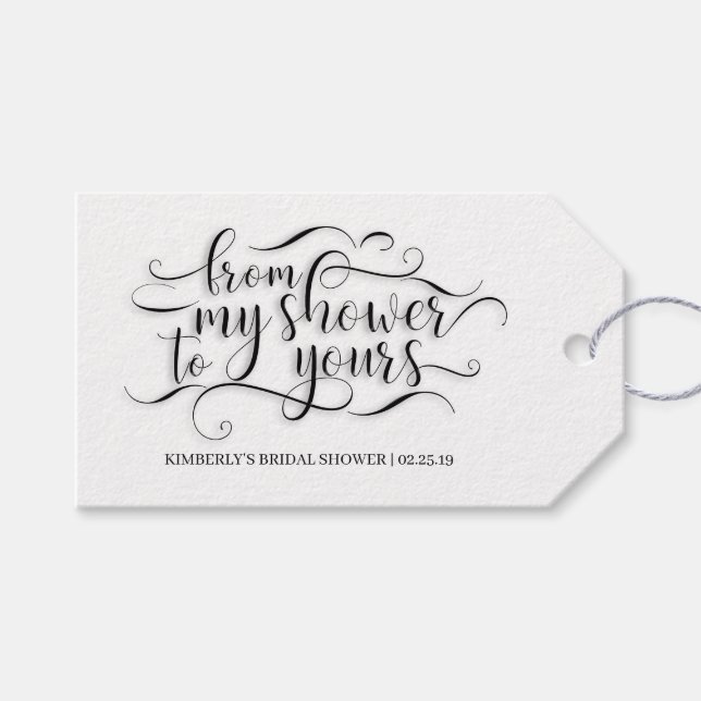 Von meiner Dusche zu deiner - Brautparty Geschenkanhänger (Vorderseite (Horizontal))