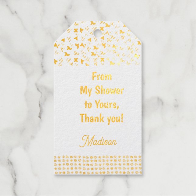 Von meiner Dusche zu deiner Silber- oder Goldfolie Geschenkanhänger (Vorderseite)