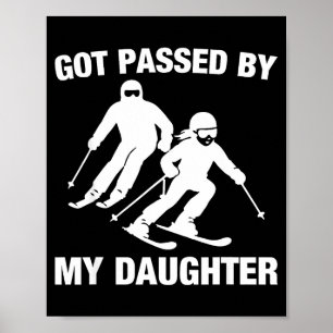 Von meiner Tochter geschubst, lustige Skifamilie Poster