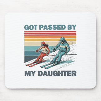 Von meiner Tochter geschubst, Vintage-Skifahren Va Mousepad