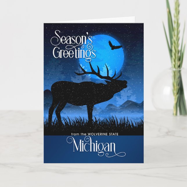 von Michigan Season's Greetings Moose Feiertagskarte (Vorderseite)