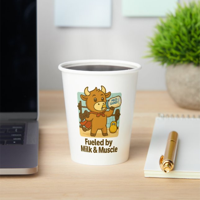 Von Milch und Muskeln gespeist - Funny Bullio Pape Pappbecher (InSitu)