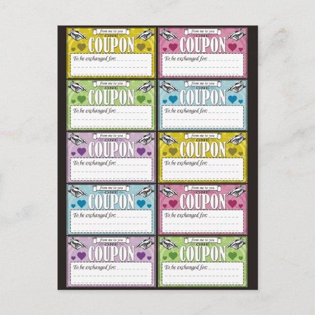 Von mir zu deinen Coupons Postkarte (Vorderseite)