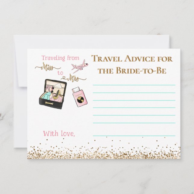 Von Miss zu Brautparty Advice Game Mitteilungskarte (Vorderseite)