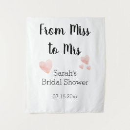 Von Miss zu Mrs. Black und White Brautparty Wandteppich