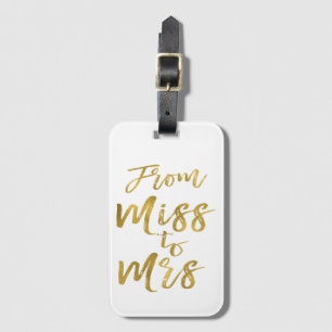 Von Miss zu Mrs Brautparty Goldfolie Gepäckanhänger