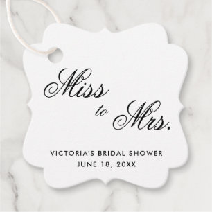 Von Miss zu Mrs Elegante schwarze und weiße Bridal Geschenkanhänger