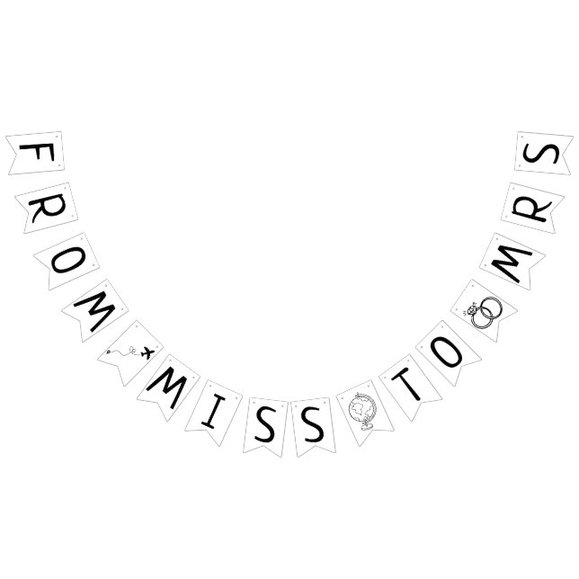 Von Miss zu Mrs. Travel Themed Brautparty Wimpelkette (Alle)