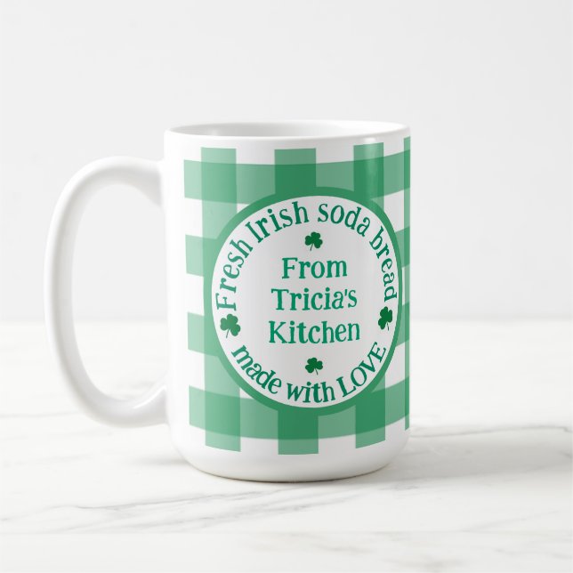Von NAME Küche mit Liebe Irischer grüner Check  Kaffeetasse (Links)