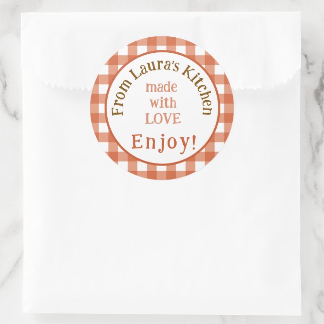 Von NAME Küche mit Liebe Rust Check  Runder Aufkleber (Tasche)