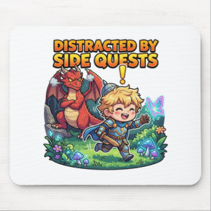 Von Nebenquests abgelenkt - Süßer RPG-Gaming-Ritte Mousepad