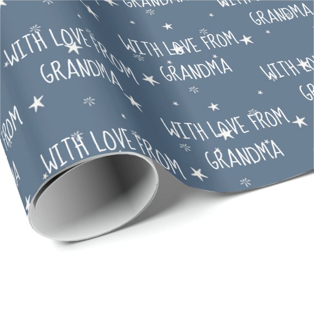 Von Oma White Stars Wrapping Paper Geschenkpapier (Rolleneckpunkt)