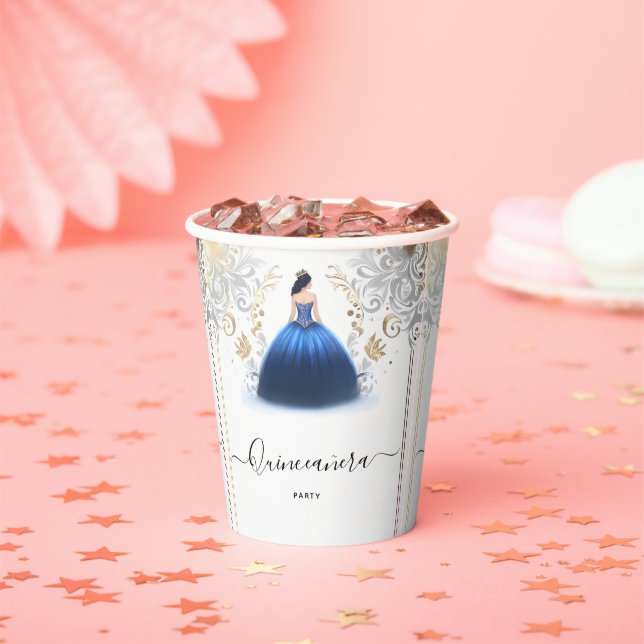 Von Ombre Elfenbein Eis Sky Gold Royal Blue Quince Pappbecher (Insitu)