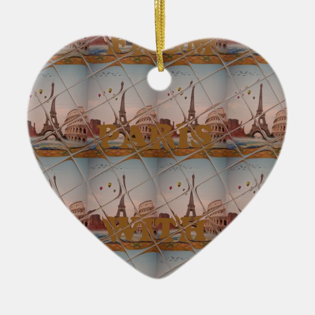 Von Paris mit Liebe blauen Himmelsfarben Keramik Ornament (Vorne)