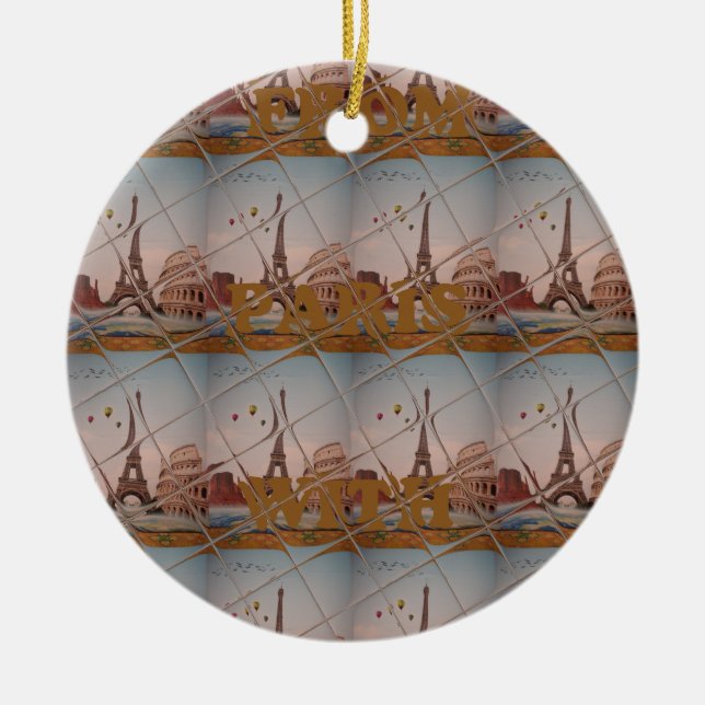 Von Paris mit Liebe blauen Himmelsfarben Keramik Ornament (Vorne)