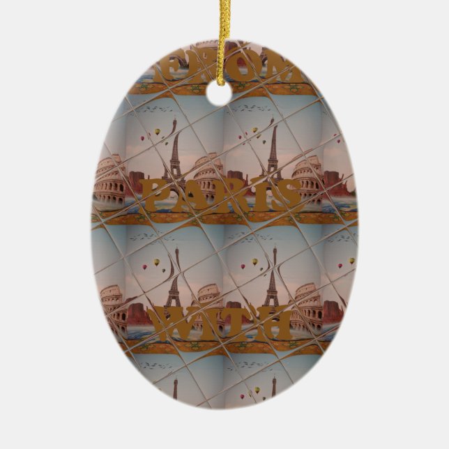 Von Paris mit Liebe blauen Himmelsfarben Keramikornament (Vorne)