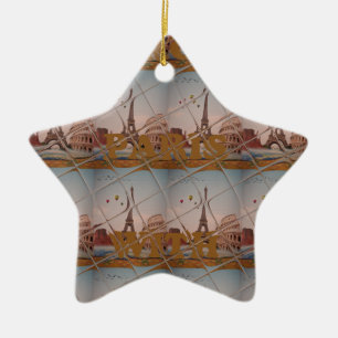 Von Paris mit Liebe blauen Himmelsfarben Keramikornament